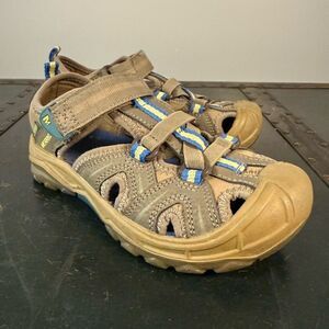 Youth Merrell Hydro Sandal Boys  Sz 13 Taupe/Brown With Blue Accents EUC